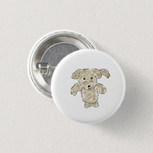 Cute Fluffy Puppy Crayon Gift 3 Cm Round Badge