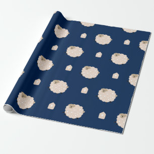 Cute Fluffy Sheep With Hearts Kids Wrapping Paper