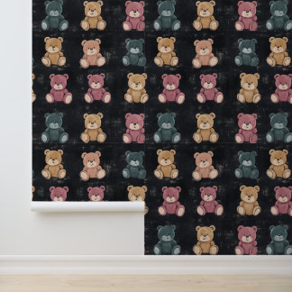 Cute Fluffy Sitting Teddy Bear Chalk Drawing Wallpaper