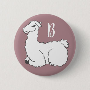 Cute Fluffy Sleeping Llama Monogram 6 Cm Round Badge