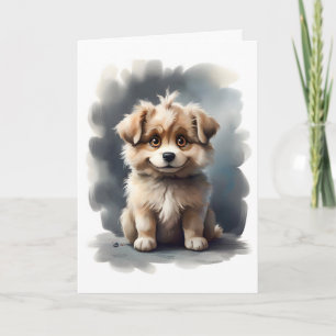 Cute Fluffy Smiling Puppy Blank Greeting Card 