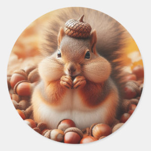 Cute Fluffy Squirrel Classic Round Sticker
