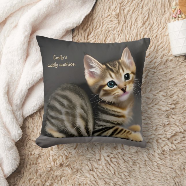 Cute fluffy tabby cat baby  cushion (Blanket)