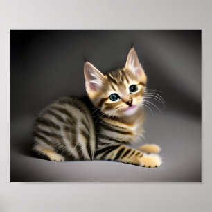 Cute fluffy tabby cat baby  poster