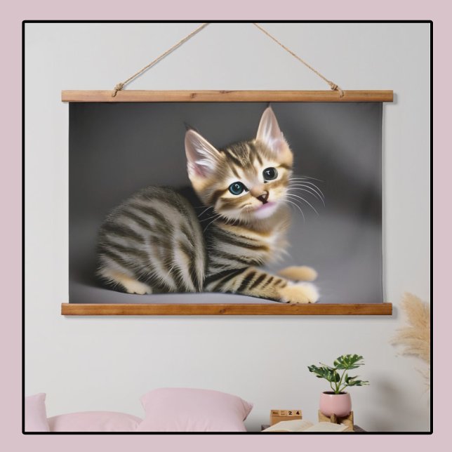 Cute fluffy tabby kitten  hanging tapestry (Creator Uploaded)