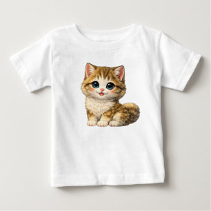 Cute Fluffy Tabby Kitten Kids T-Shirt Design