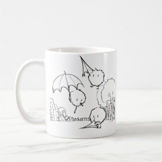 Cute fluffy umbrella creatures coffee mug