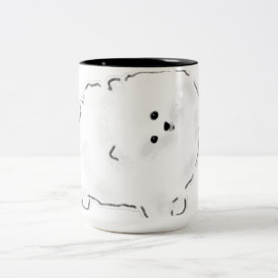 Cute Fluffy White Bichon Pomeranian Dog Doodle Ill Two-Tone Coffee Mug