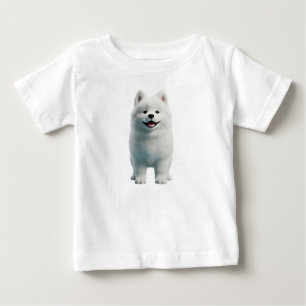 Cute Fluffy White Samoyed Dog 3D Illustration Baby T-Shirt