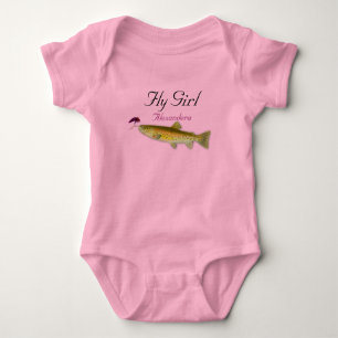 Cute Fly Guy Fishermen Flyfishing Trout Flies  Baby Bodysuit