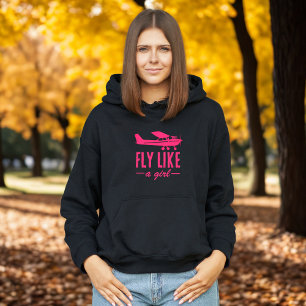 Cute Fly Like A Girl Pink Airplane Girly Aviation  Hoodie