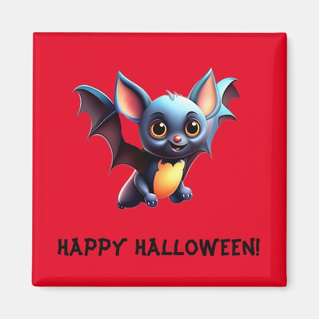 Cute Flying Bat | Happy Halloween Magnet (Front)