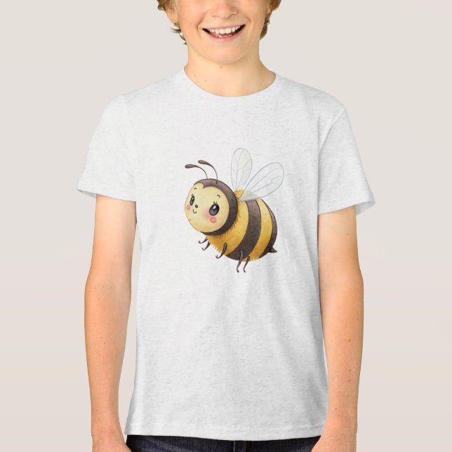 Cute Flying Bumblebee Illustration Tri-Blend Shirt (Front)