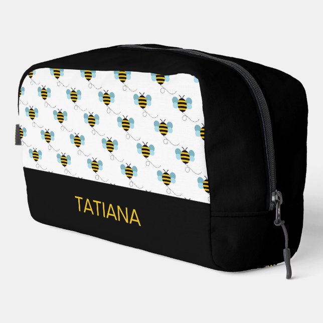 Cute Flying Bumblebee Seamless Pattern Dopp Kit (Right Corner)