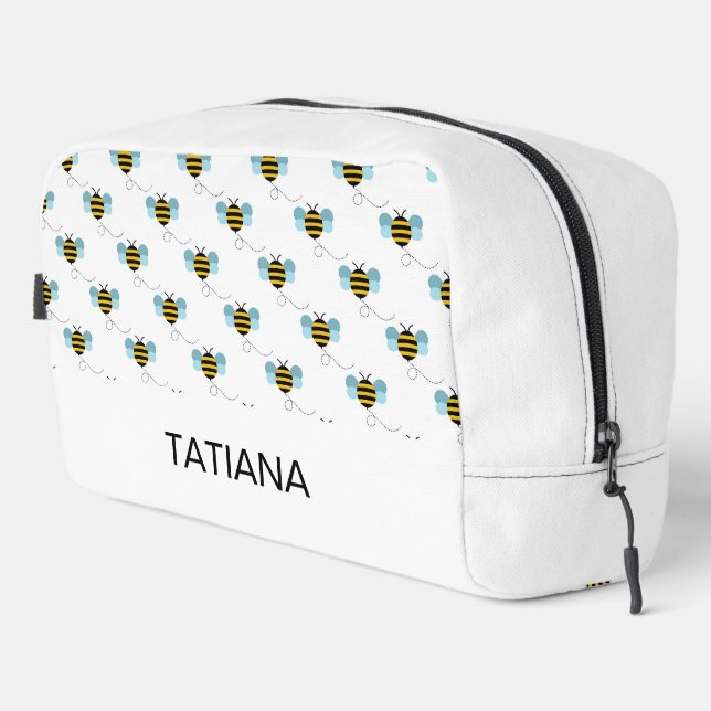 Cute Flying Bumblebee Seamless Pattern Dopp Kit (Right Corner)