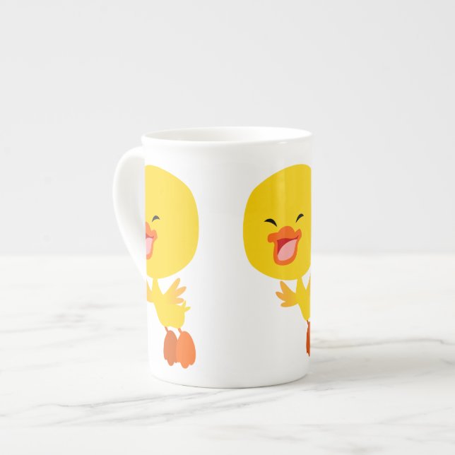 Cute Flying Cartoon Duckling Bone China Mug (Front Left)