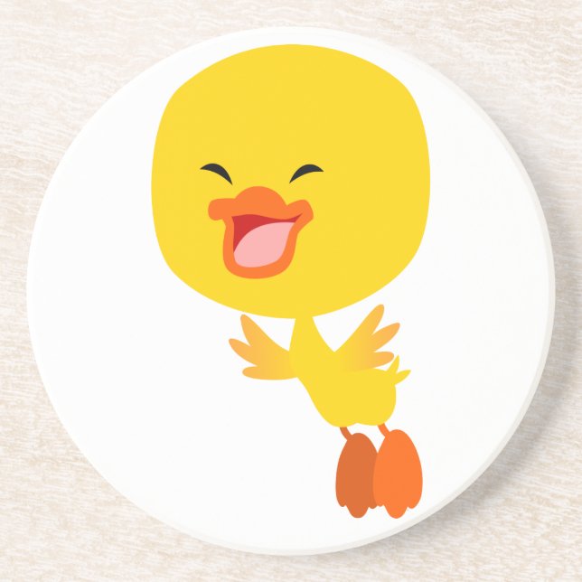 Cute Flying Cartoon Duckling Coaster (Front)