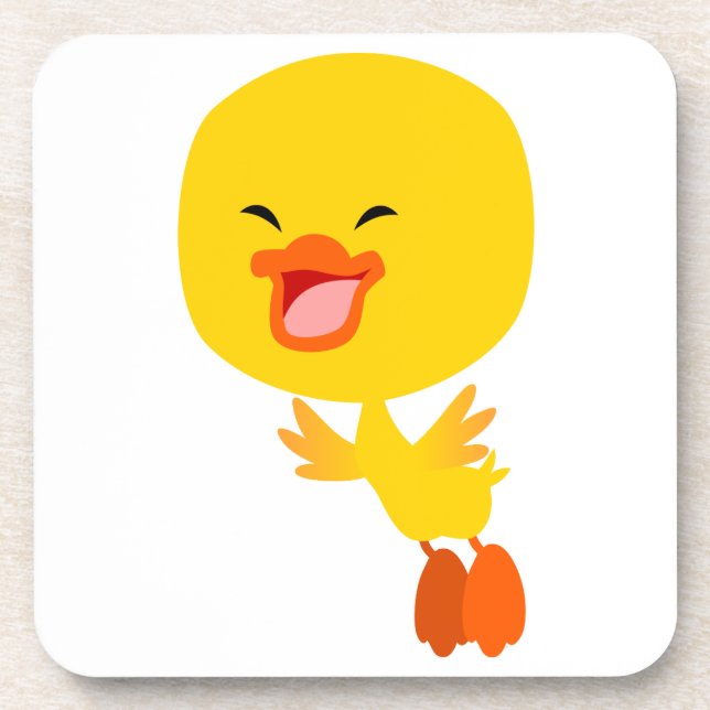 Cute Flying Cartoon Duckling Coaster Set (Front)