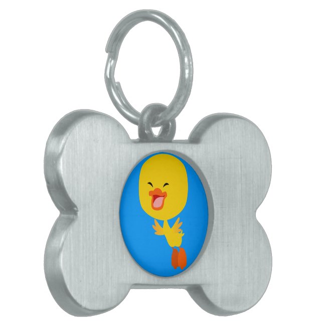 Cute Flying Cartoon Duckling Pet Tag (Front Left)