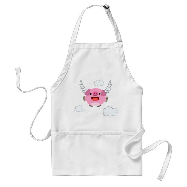 Cute Flying Cartoon Pig Standard Apron (Front)