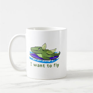 Cute Flying Crocodile Fantasy Illustration Soft Pa Coffee Mug
