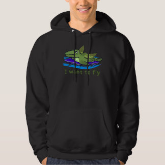 Cute Flying Crocodile Fantasy Illustration Soft Pa Hoodie