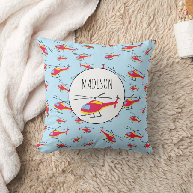 Cute Flying Helicopter Custom Name Cushion (Blanket)