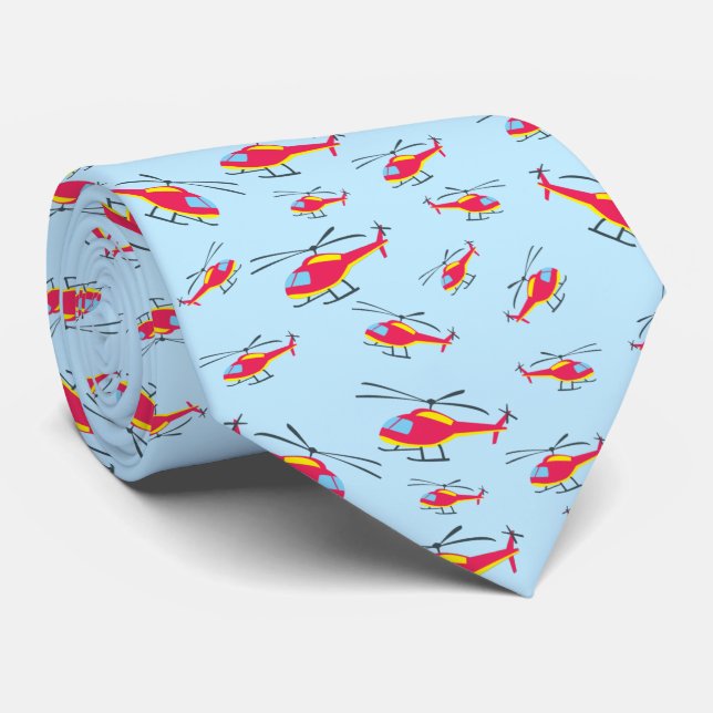 Cute Flying Helicopter Tie (Rolled)