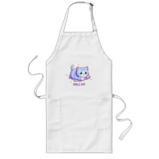 Cute Flying Lavender Kitten Kawaii Long Apron