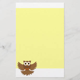 Cute Flying Night Owl Cartoon Stationery