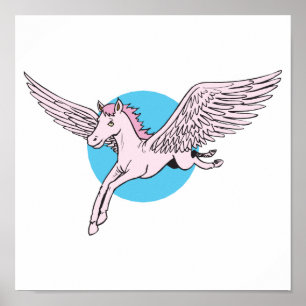 cute flying pegasus poster