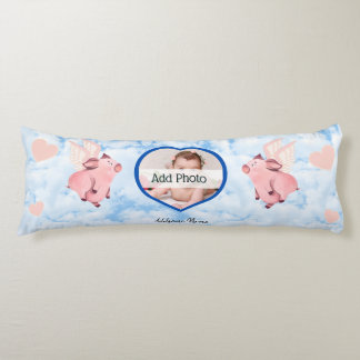 Cute Flying Pig with Wings When Pigs Fly Sky Body Cushion