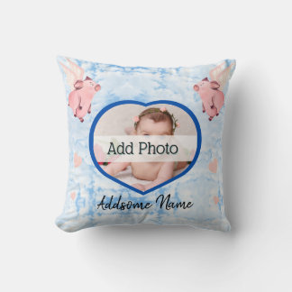 Cute Flying Pig with Wings When Pigs Fly Sky Cushion