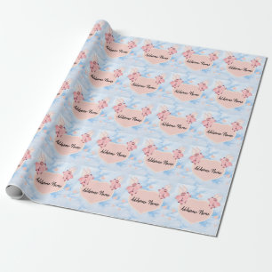 Cute Flying Pig with Wings When Pigs Fly Sky Wrapping Paper