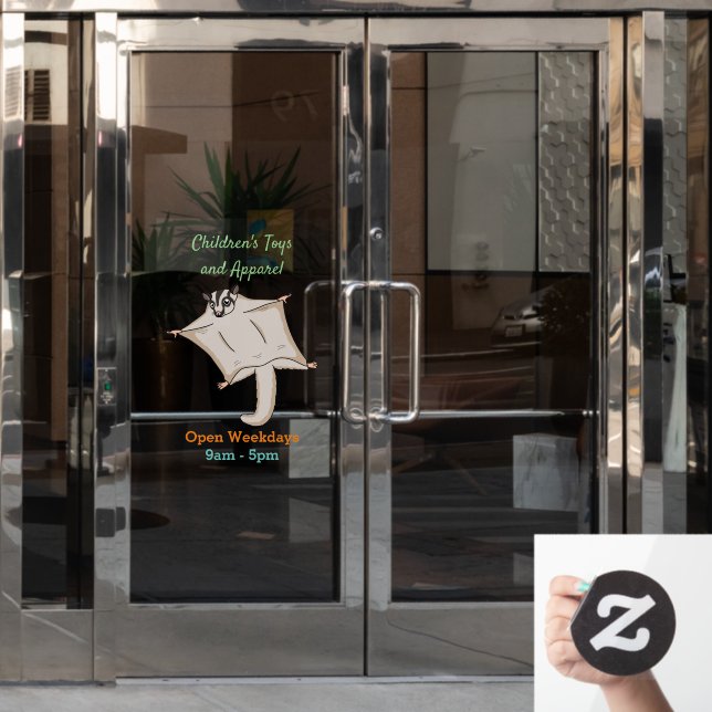 Cute flying sugar glider cartoon illustration  (Office Door)