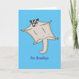Cute flying sugar glider cartoon illustration card