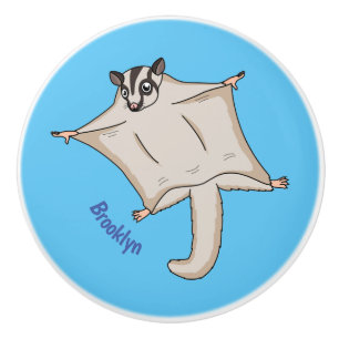 Cute flying sugar glider cartoon illustration ceramic knob