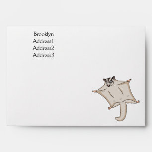 Cute flying sugar glider cartoon illustration envelope