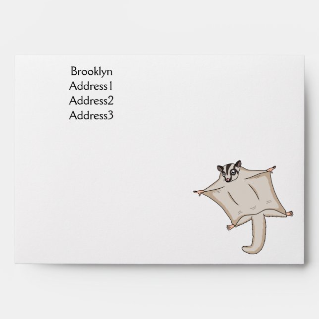 Cute flying sugar glider cartoon illustration  envelope (Front)
