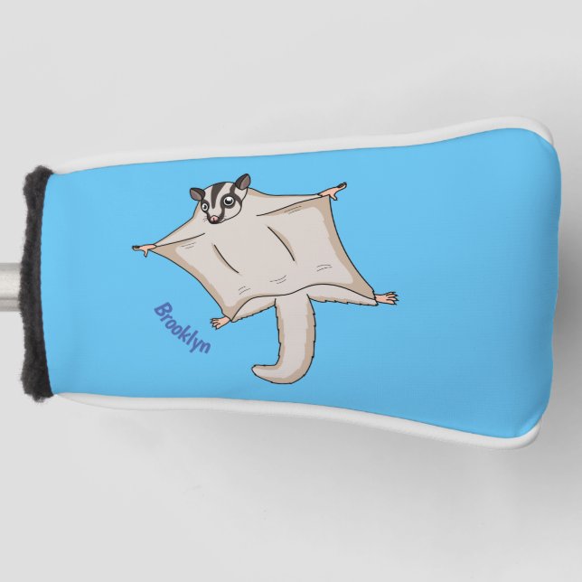 Cute flying sugar glider cartoon illustration golf head cover (Front)