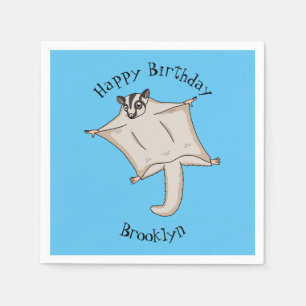 Cute flying sugar glider cartoon illustration napkin