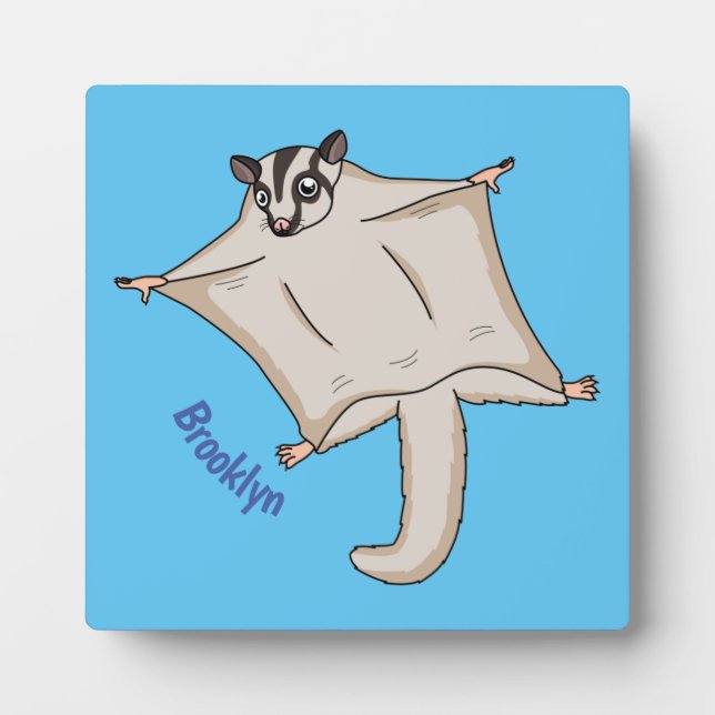 Cute flying sugar glider cartoon illustration  plaque (Front)
