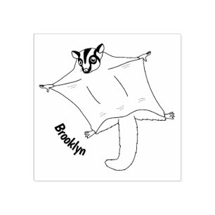 Cute flying sugar glider cartoon illustration rubber stamp