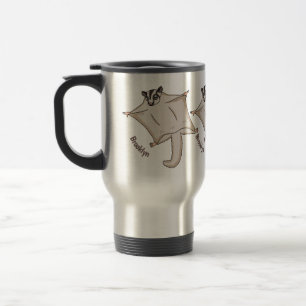 Cute flying sugar glider cartoon illustration travel mug