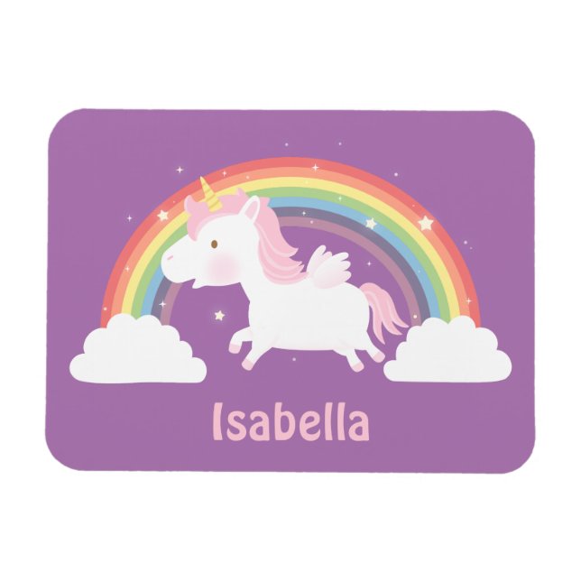Cute Flying Unicorn and Rainbow Magnet For Girls (Horizontal)