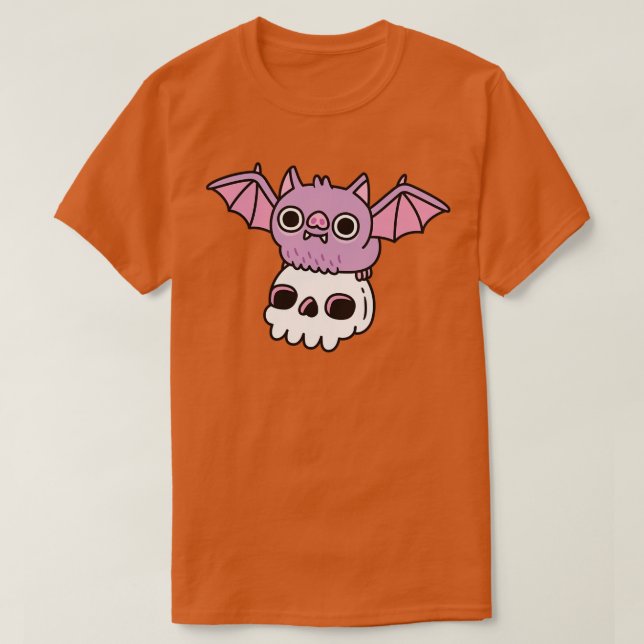 Cute Flying Vampire Bat With Skull T-Shirt (Design Front)