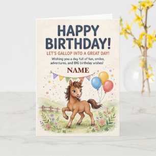 Cute Foal Personalised Birthday Card for Kids