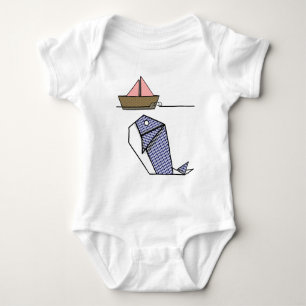 Cute Folder Paper Whale Baby Bodysuit