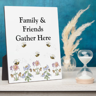 Cute Folk Art Bees Daisies Butterflies Plaque