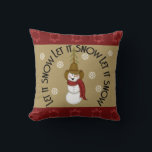 Cute Folk Art Cowboy Snowman Christmas Cushion<br><div class="desc">Original art digitally created by Deborah Miller,  Missouri artist</div>